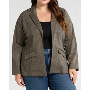 Wit & Wisdom Blazer Open Jacket Womens Size 2X XXL Stretchy Brown Black